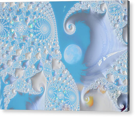 Sophisticated Spirals of White into the Moon and Sky - Acrylic Print
