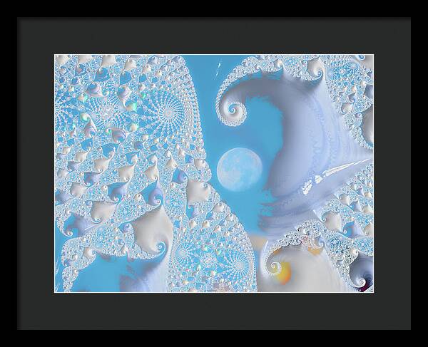 Sophisticated Spirals of White into the Moon and Sky - Framed Print