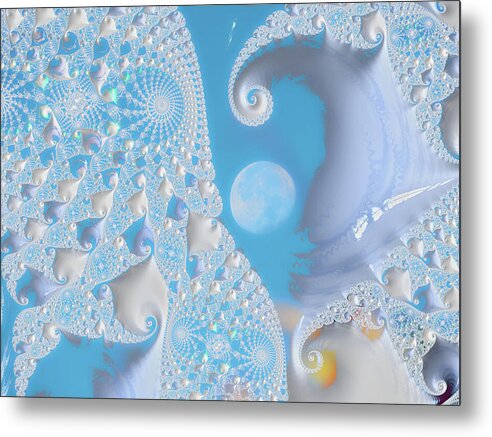 Sophisticated Spirals of White into the Moon and Sky - Metal Print