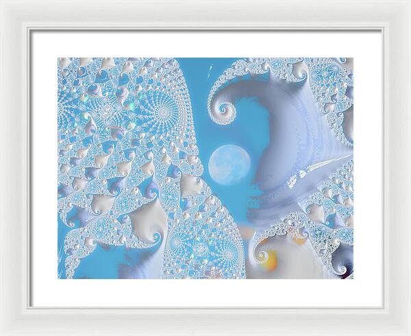 Sophisticated Spirals of White into the Moon and Sky - Framed Print