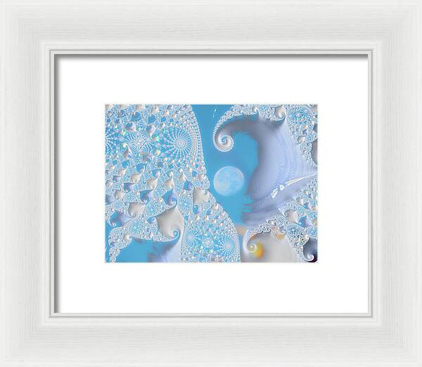 Sophisticated Spirals of White into the Moon and Sky - Framed Print