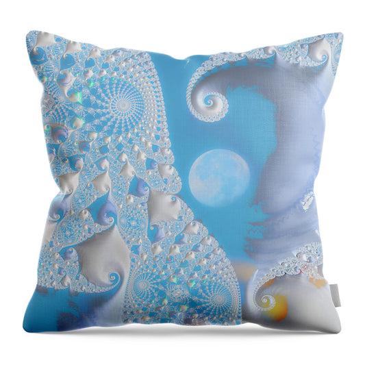 Sophisticated Spirals of White into the Moon and Sky - Throw Pillow
