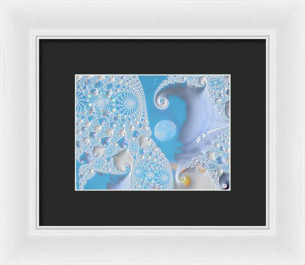 Sophisticated Spirals of White into the Moon and Sky - Framed Print