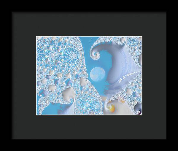 Sophisticated Spirals of White into the Moon and Sky - Framed Print