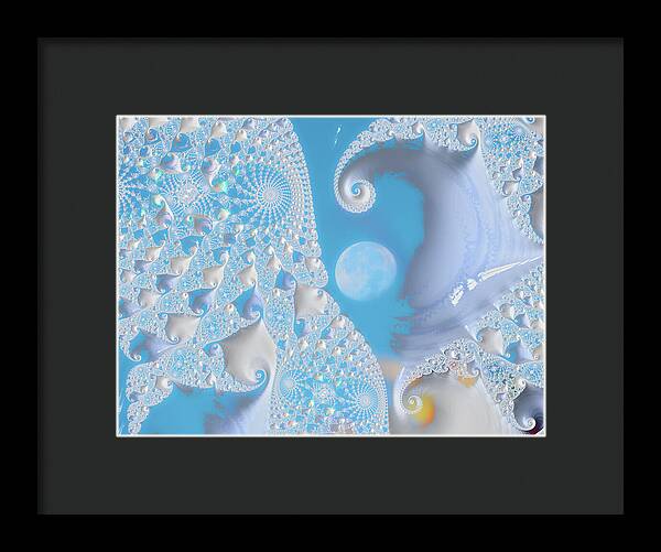 Sophisticated Spirals of White into the Moon and Sky - Framed Print