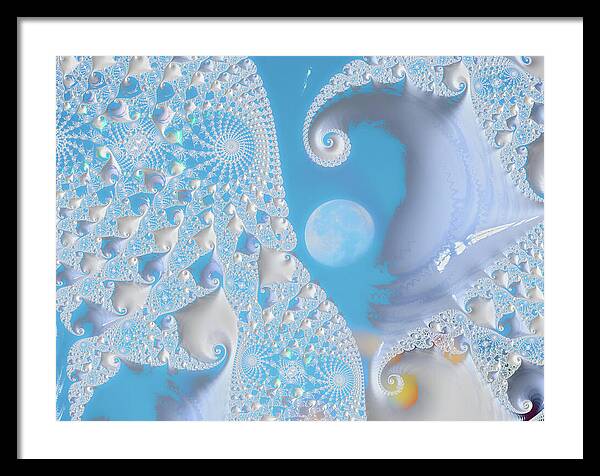 Sophisticated Spirals of White into the Moon and Sky - Framed Print