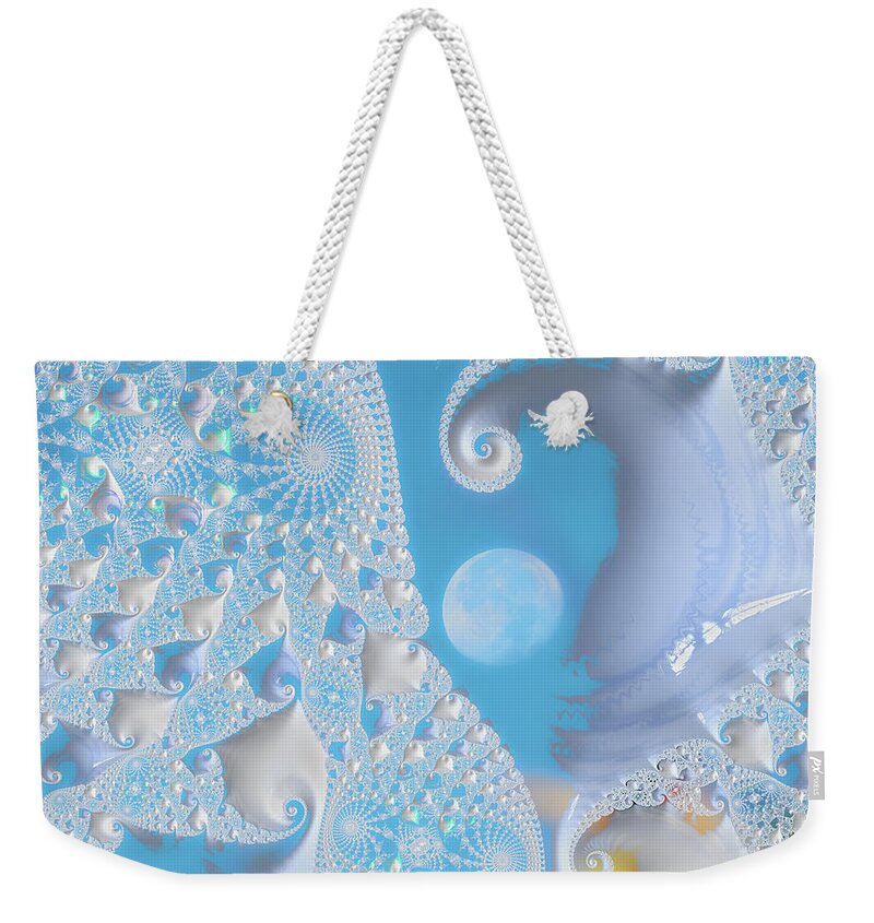 Sophisticated Spirals of White into the Moon and Sky - Weekender Tote Bag