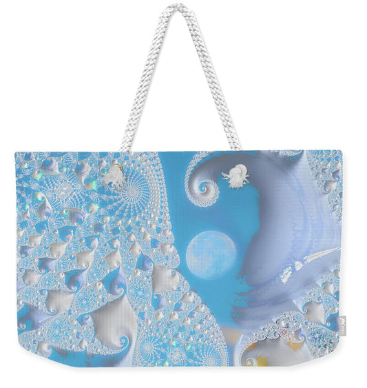 Sophisticated Spirals of White into the Moon and Sky - Weekender Tote Bag