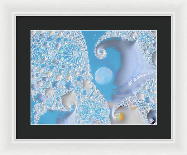 Sophisticated Spirals of White into the Moon and Sky - Framed Print