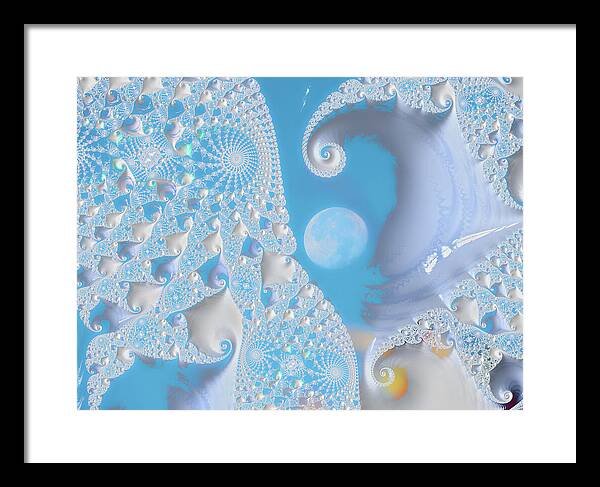 Sophisticated Spirals of White into the Moon and Sky - Framed Print