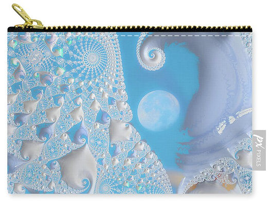 Sophisticated Spirals of White into the Moon and Sky - Zip Pouch