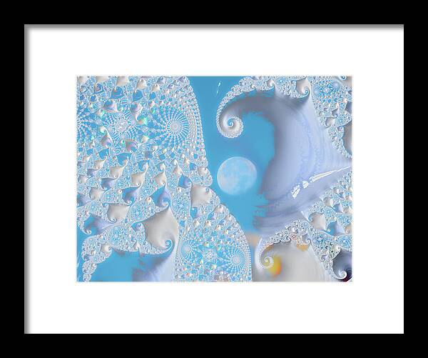 Sophisticated Spirals of White into the Moon and Sky - Framed Print
