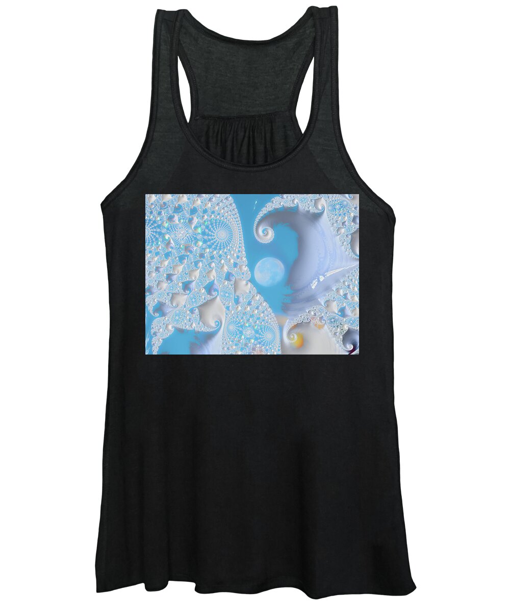 Sophisticated Spirals of White into the Moon and Sky - Women's Tank Top
