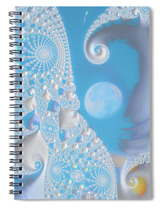 Sophisticated Spirals of White into the Moon and Sky - Spiral Notebook