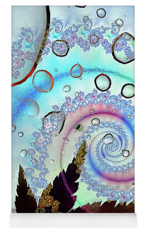 Spiraling Water Drops and Leaf - Yoga Mat