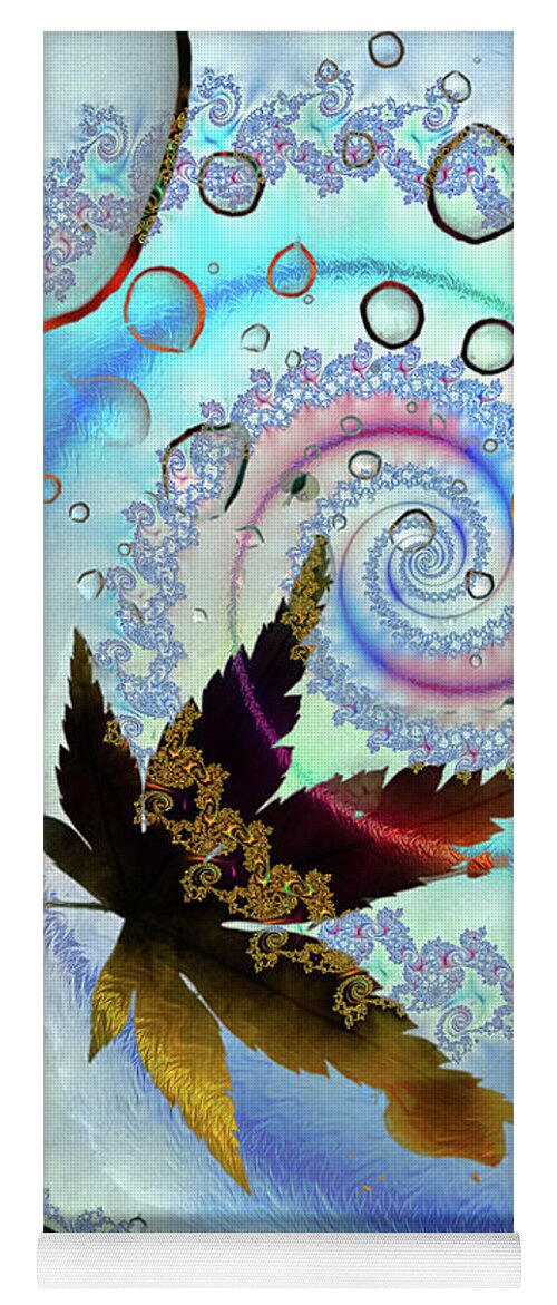 Spiraling Water Drops and Leaf - Yoga Mat