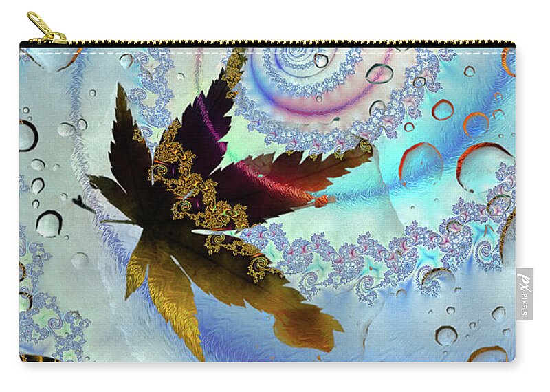 Spiraling Water Drops and Leaf - Zip Pouch