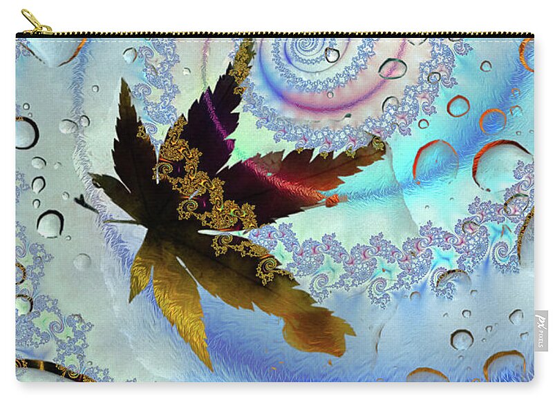 Spiraling Water Drops and Leaf - Zip Pouch