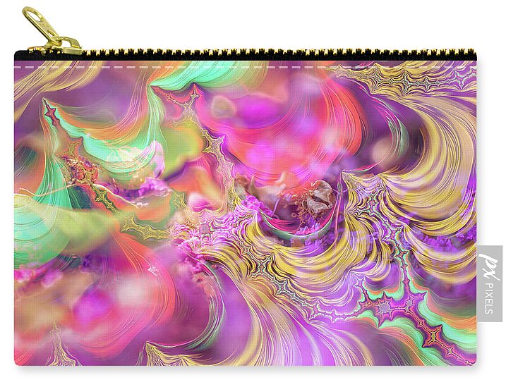 Spirals of Fractals in Pink and Purple - Zip Pouch