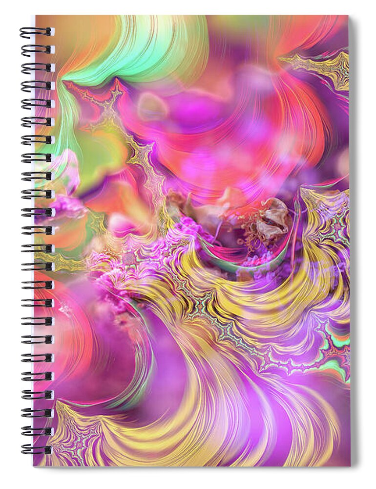 Spirals of Fractals in Pink and Purple - Spiral Notebook