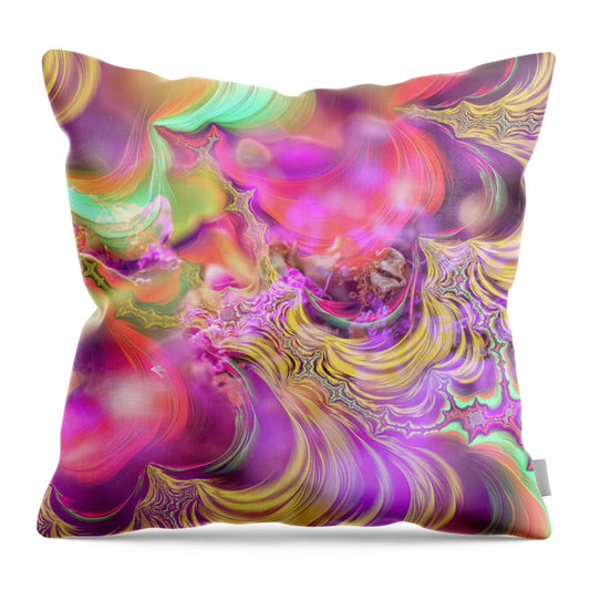 Spirals of Fractals in Pink and Purple - Throw Pillow