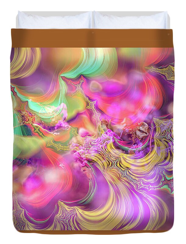 Spirals of Fractals in Pink and Purple - Duvet Cover