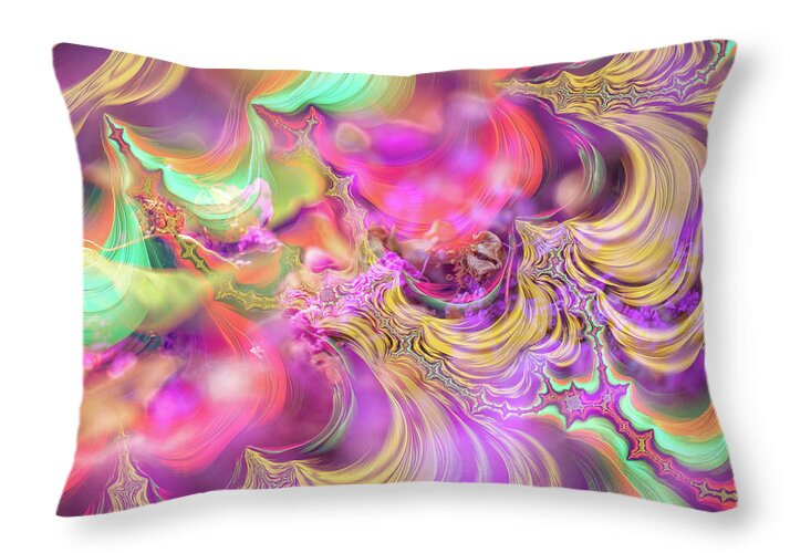 Spirals of Fractals in Pink and Purple - Throw Pillow