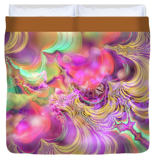 Spirals of Fractals in Pink and Purple - Duvet Cover