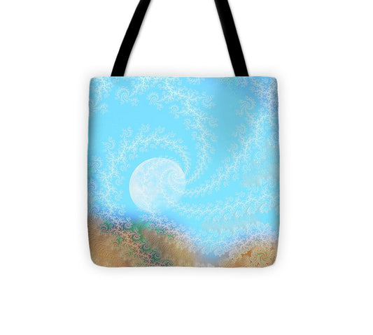 Spirals of White into the Moon and Sky - Tote Bag