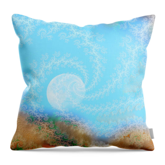 Spirals of White into the Moon and Sky - Throw Pillow