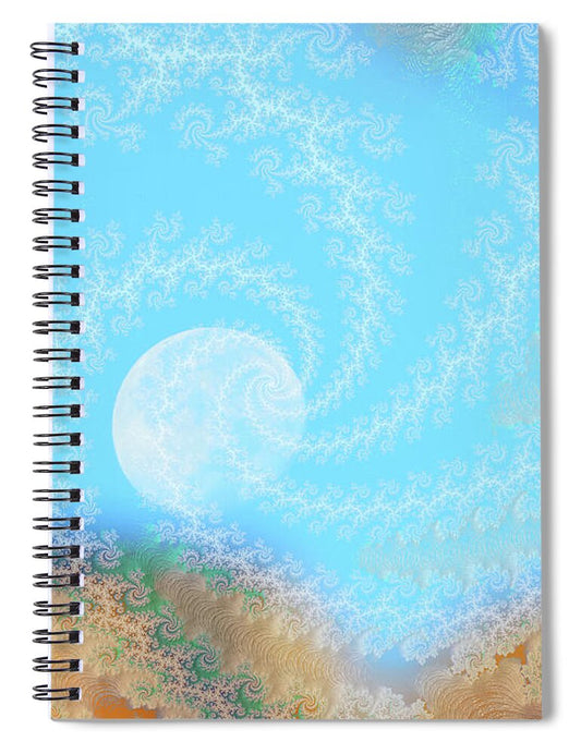 Spirals of White into the Moon and Sky - Spiral Notebook