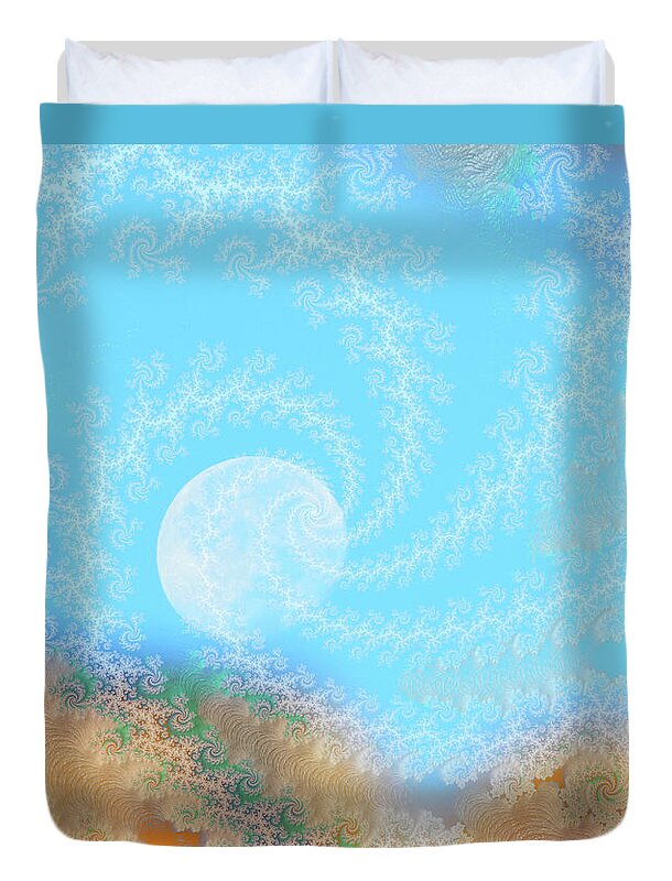 Spirals of White into the Moon and Sky - Duvet Cover