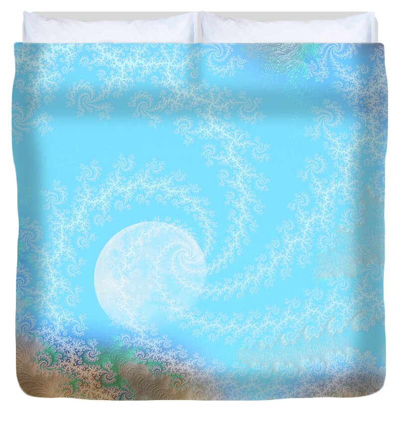 Spirals of White into the Moon and Sky - Duvet Cover