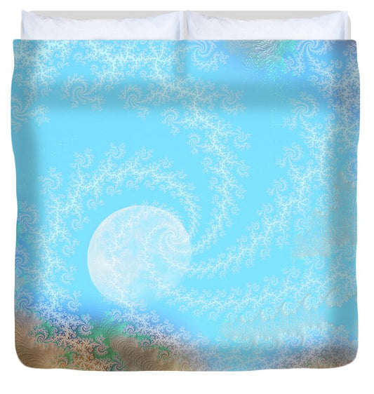 Spirals of White into the Moon and Sky - Duvet Cover