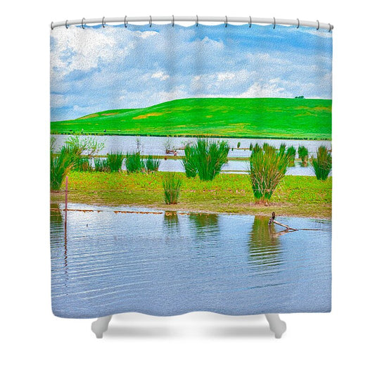 Stanislaus Reservoir Landscape - Shower Curtain