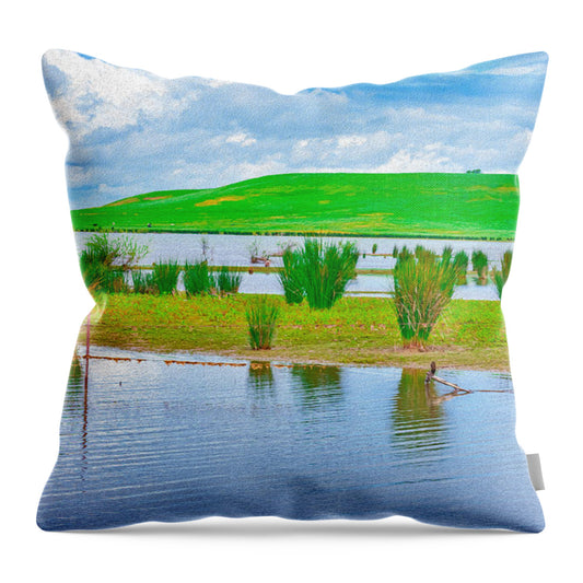 Stanislaus Reservoir Landscape - Throw Pillow