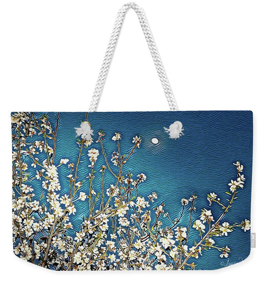 Starry Night Moon and Blooms - Weekender Tote Bag