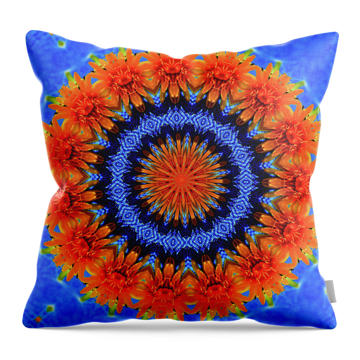 Summer Flowers Artistic Mandala - Throw Pillow