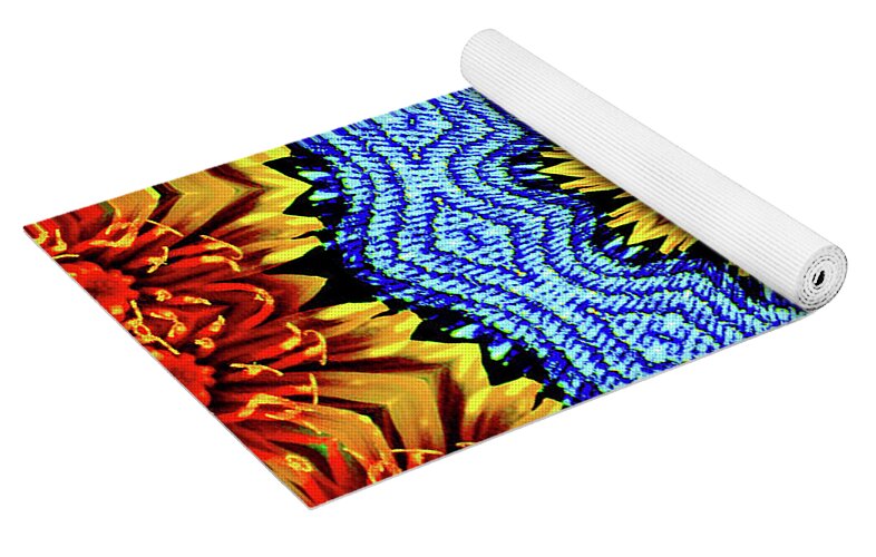 Sunflower and Denim Mandala - Yoga Mat