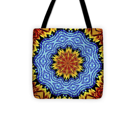 Sunflower and Denim Mandala - Tote Bag
