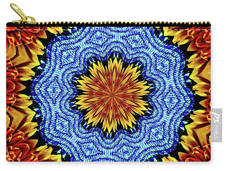 Sunflower and Denim Mandala - Zip Pouch