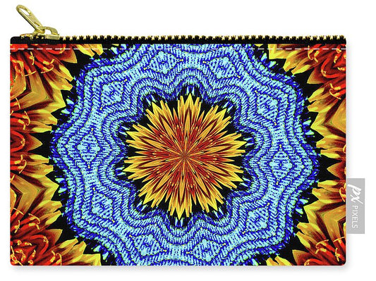 Sunflower and Denim Mandala - Zip Pouch