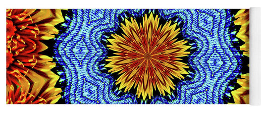 Sunflower and Denim Mandala - Yoga Mat