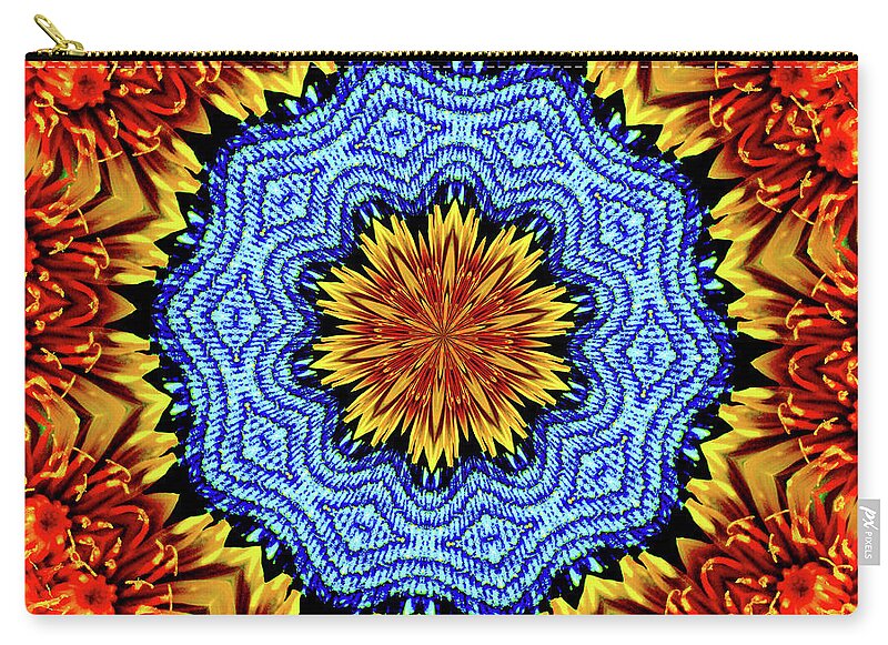 Sunflower and Denim Mandala - Zip Pouch
