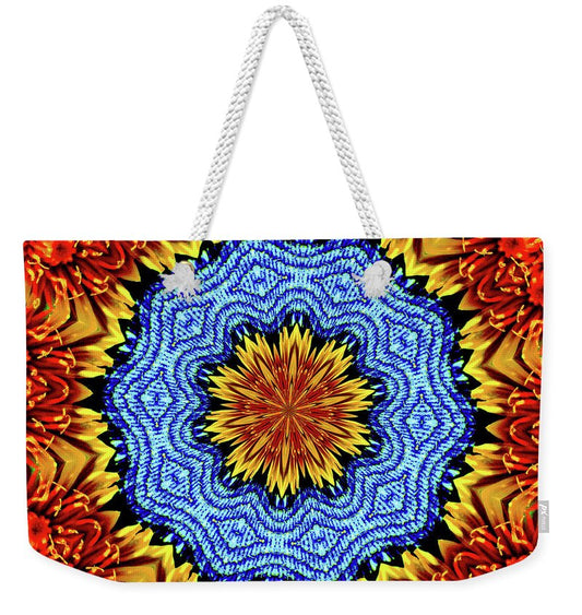 Sunflower and Denim Mandala - Weekender Tote Bag