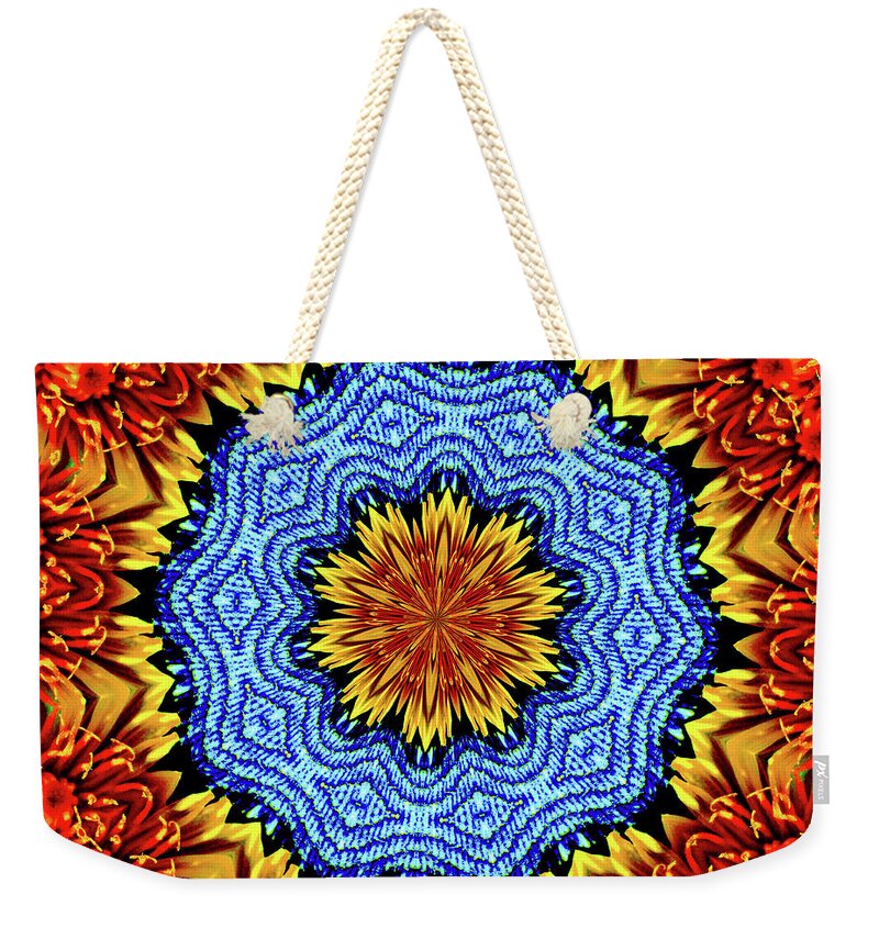 Sunflower and Denim Mandala - Weekender Tote Bag