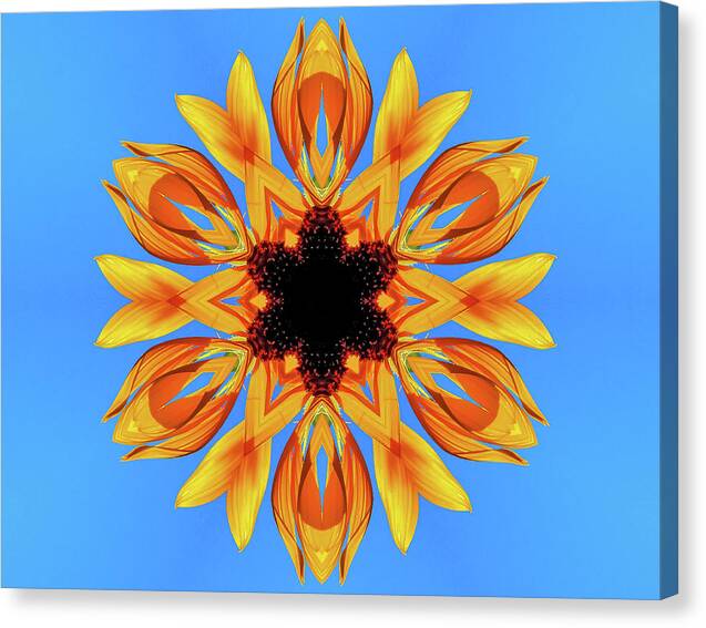 Sunflower Blues Mandala - Canvas Print