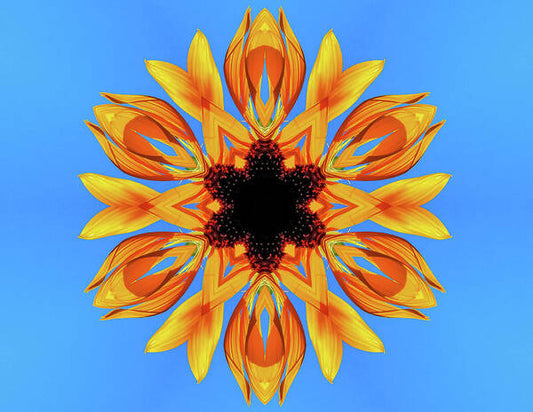 Sunflower Blues Mandala - Art Print