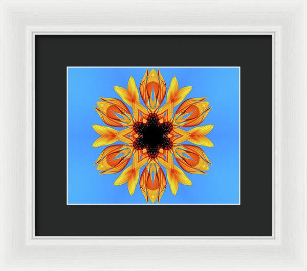 Sunflower Blues Mandala - Framed Print