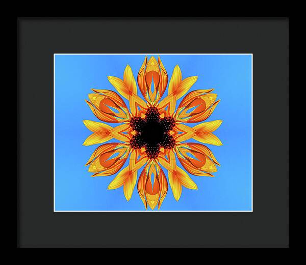 Sunflower Blues Mandala - Framed Print